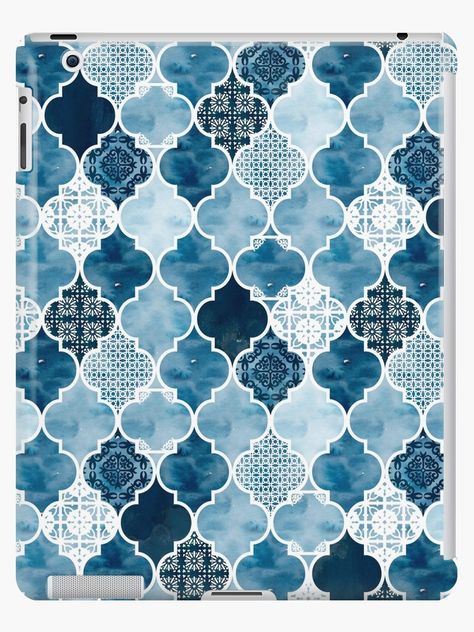 Blue Ipad Case, Blue Moroccan Tile, Blue Ipad, Moroccan Print, Ipad Snap, Color Palette Challenge, Moroccan Art, Islamic Patterns, Moroccan Trellis