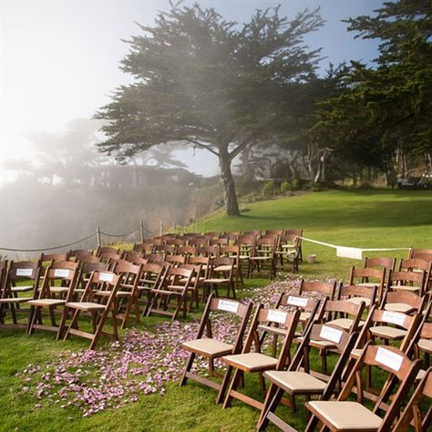 Dark Brown Ceremony Chairs...Guests sat on dark wooden folding chairs during the ceremony Brown Chairs Wedding, Rustic Wedding Ceremony Decor, Wedding Ceremony Chairs, Barbados Wedding, Backyard Wedding Ceremony, Small Backyard Wedding, Wooden Folding Chairs, Wedding Ceremony Decor, Ceremony Chairs