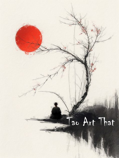 Japanese Style Illustration, Sumie Art, Buddhism Tattoo, Asian Artwork, Zen Painting, Art Buddha, Spiritual Paintings, Bird Watercolor Paintings, Chinese Art Painting