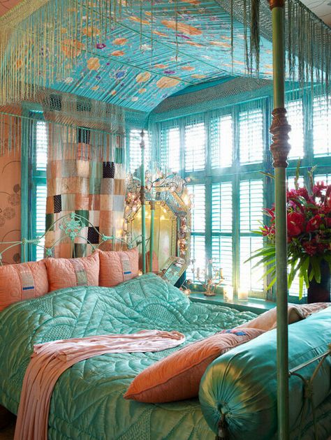 Love the canopy cover! Love it all! I kinda dig bohemian style!  So colorful and uplifting! ! Bohemian Bedrooms, Bohemian Style Home, Bohemian Bedroom Design, Dekorasi Bohemia, Bohemian Bedroom Decor, Stil Boho, Deco Boheme, Bohemian Bedroom, Style Deco