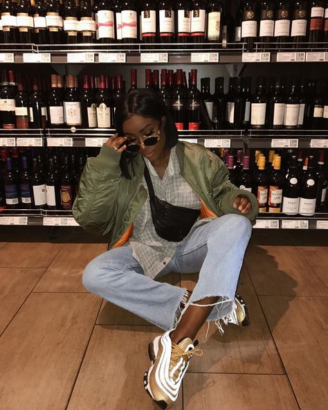 22.5k Likes, 120 Comments - Sandra Lambeck 🌈 (@sandralambeck) on Instagram: “Stopped at the 🍷 section” Nike Airmax 97 Ootd Women, Air Max 97 Outfits, Airmax 97 Outfit, Air Max 97 Outfit Women, Nike Air Max 97 Outfit, Air Max 97 Outfit, Air Max Outfit, Outfit Women, Black Women Fashion