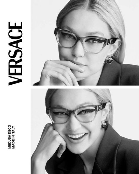 Glasses Photography, Eyewear Campaign, Versace Eyewear, Versace Glasses, Optical Glasses, Gigi Hadid, Creative Director, Versace, Mint