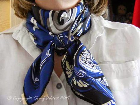 How To Wear A Scarf With A Button Down Shirt, Scarf With Button Down Shirt, Outfits With Scarves, Button Scarf, Scarf Collection, Bold Statement Necklaces, Silk Scarf Style, Silk Neck Scarf, Ways To Wear A Scarf