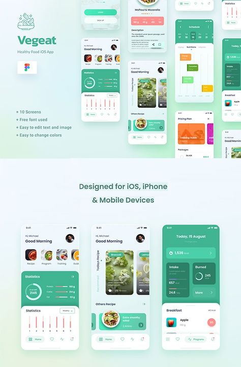 Healthy Food App Design, Nutrition App Design, Nutrition App Ui Design, Healthy Food App, Food App Design, Moodboard App, Website Ui Ux Design, Diary App, Logo Design Women