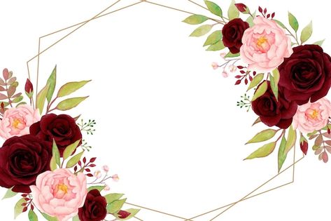 Elegante marco floral con rosas rojas y ... | Premium Vector #Freepik #vector #flor #marco #acuarela #vintage Marco Floral, Clock Drawings, Free Watercolor Flowers, Wedding Background Images, Baby Month Stickers, Rosé Png, Diy Wedding Backdrop, Flower Graphic Design, Vintage Png