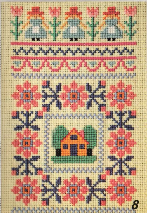 Old Cross Stitch Pattern, Cross Stitch Illustration, Cross Stitch Graphic Design, Cross Stitch Floral Pattern, Folk Art Cross Stitch Patterns Free, Finishing Cross Stitch Projects, Cross Stitch Banner, Folk Art Cross Stitch, Traditional Cross Stitch