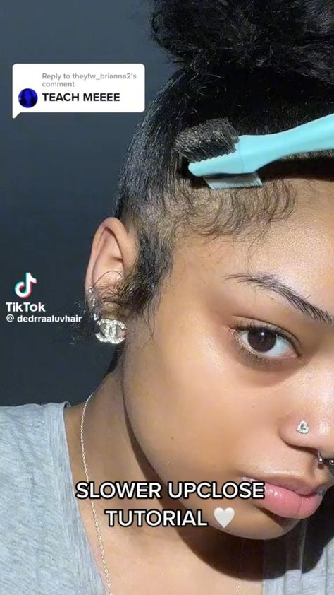 Edges With Ponytail, Wig Dramatic Edges, Knotless Braids Dramatic Edges, Dramatic Edges Tutorial, Edges With Knotless Braids, Edges Knotless Braids, Edges With Locs, Edges Ponytail, Fluffy Baby Hairs