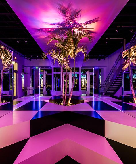 rafael de cárdenas' prismatic neon jungle pops-up in the miami design district Goat Party, Neon Vaporwave, Neon Jungle, Nightclub Design, Neon Room, Odd Stuff, New Retro Wave, Vaporwave Aesthetic, Neon Aesthetic