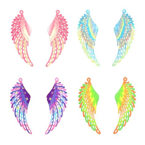 PRICES MAY VARY. Package Include: 24pcs multicolor wing charms, 4colors, 6pcs each color, sufficient quantity and color meet your various DIY needs Size: about 1.9x5cm/0.75x1.97inch, thickness is about 0.5mm/0.02inch Durable Material: these wing pendants are made by stainless steel with durable color coating, super lightweight and corrosion resistant, hard to rust and fade Attractive Design: exquisite hollow out filigree wing design with creative color painted, innovative styling, easy to catch Wing Design, Wings Design, Making Accessories, Creative Colour, Hanging Decorations, Feather Charms, Jewelry Making Charms, Hollow Design, Necklaces Jewelry