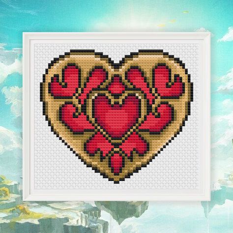 Zelda Tears of the Kingdom Heart Container is a gaming cross stitch pattern based on The Legend of Zelda. This pattern is perfect for beginners, it requires zero backstitching. Any aida is appropriate for the piece, feel free to be creative. Made with love by Sweet & Flossy in the USA, a WOMAN OWNED business! This is a PDF cross stitch pattern, used to make your cross stitch art, not a finished product.  You can easily download, print and begin stitching your beautiful masterpiece. ❤️❤️❤️❤️❤️❤️❤ Zelda Botw Cross Stitch, One Piece Cross Stitch, Gaming Cross Stitch, Zelda Cross Stitch, Zelda Pattern, Heart Container, Cross Stitch Pattern Easy, Zelda Tears Of The Kingdom, Easy Cross Stitch Patterns