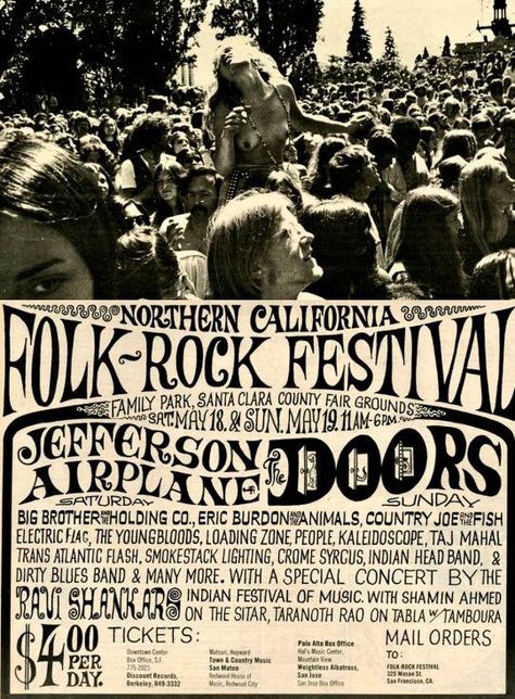 Northern California Folk-Rock Festival (1968)jpg Lucas Lima, Vintage Concert Posters, Jefferson Airplane, Music Concert Posters, Rock Festival, Rock Festivals, Folk Rock, Illustration Photo, Rock N’roll