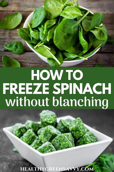 Spinach Freezing, Freezing Spinach, How To Store Spinach, Healthy Yogurt Dip, Freeze Spinach, Freezing Food Guide, Fresh Spinach Recipes, Spinach Balls, Growing Spinach