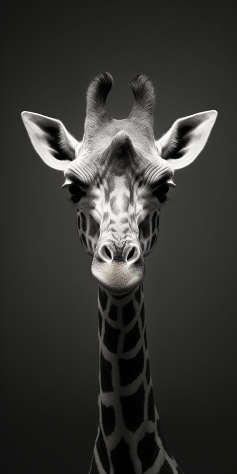 Black And White Giraffe Photo, Giraffe Black And White, Black And White Iphone Wallpaper, White Iphone Wallpaper, Giraffe Portrait, Black And White Photography Portraits, Giraffe Photos, Black And White Wallpaper Iphone, Giraffe Painting