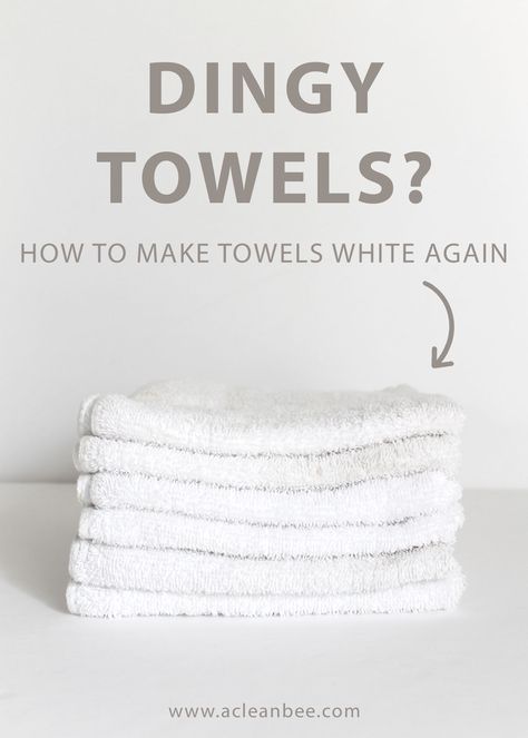 Learn how to keep white towels white naturally. Hint: bleach isn't always the answer! Here is how to whiten dingy gray and yellow towels, using natural ingredients like baking soda and distilled white vinegar.    #cleanlaundry #whitetowels #laundryhacks #cleaninghacks via @acleanbee How To Bleach Whites, How To Whiten Clothes, Arm And Hammer Super Washing Soda, Dingy Whites, Baking Soda Benefits, White Laundry, Easy Cleaning Hacks, Yellow Towels, Washing Soda