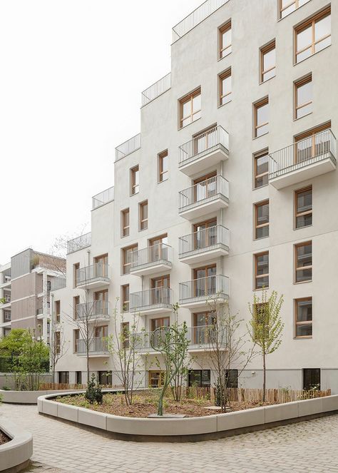 parisian residential complex by studio razavi + partners embraces sustainable densification Mid Rise Apartment Architecture, Mid Rise Apartment, Small Apartment Building Design, Installation Architecture, Small Apartment Building, Renovation Architecture, Apartment Architecture, Architecture Concept Drawings, Landscape And Urbanism