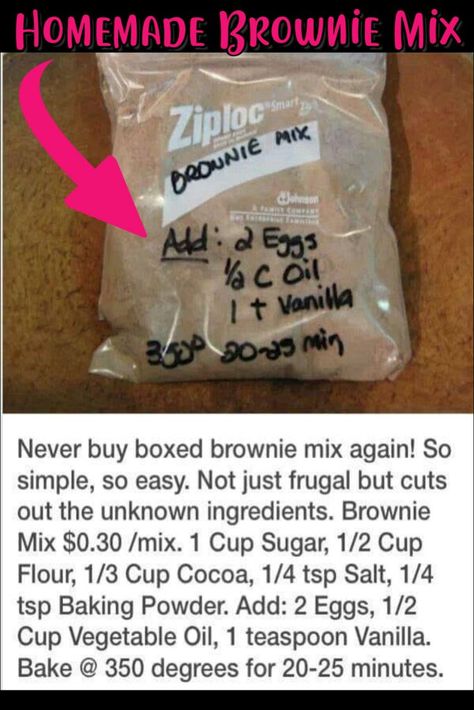 Diy Brownies, Brownie Mix Recipes, Homemade Brownie Mix, Homemade Brownies Easy, Homemade Brownie, Homemade Dry Mixes, Brownies From Scratch, Brownies Recipe Homemade, Homemade Brownies