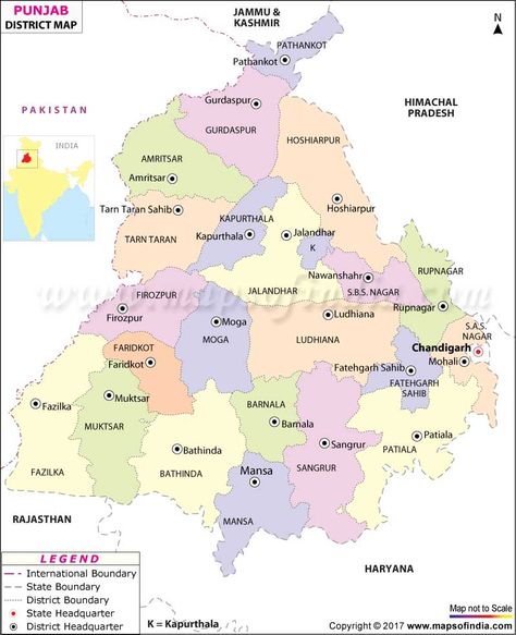 District Map of Punjab Map Of Punjab, Punjab Map, India World Map, World Geography Map, Ias Study Material, Indian States, Iphone Wallpaper Photography, India Travel Places, Indian Subcontinent