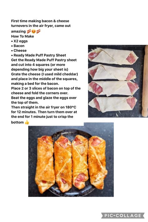 Bacon And Cheese Turnover, Airfryer Breakfast, Recipes Airfryer, Easy Bakes, Budget Dinners, New Air Fryer Recipes, Dough Ideas, Air Fryer Cooking Times, Homemade Cookbook