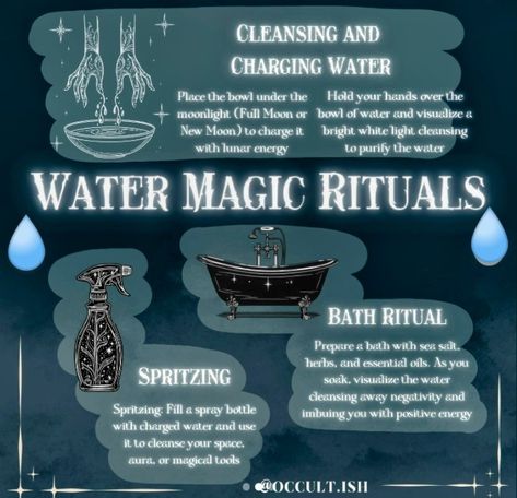 Water Rituals Witchcraft, Empaths And Water, Rainwater Spells, Herbs Apothecary, Water Witchcraft, Water Magic, Potions Recipes, Good Luck Spells, Water Witch