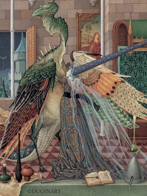 Olga Dugina & Andrej Dugin "THE DRAGON FEATHERS" on Behance Olga Dugina, 동화 삽화, Dragon Images, Detailed Paintings, Spiritual Artwork, Fairytale Illustration, Fairytale Art, Fantasy Novels, Fantasy Artwork