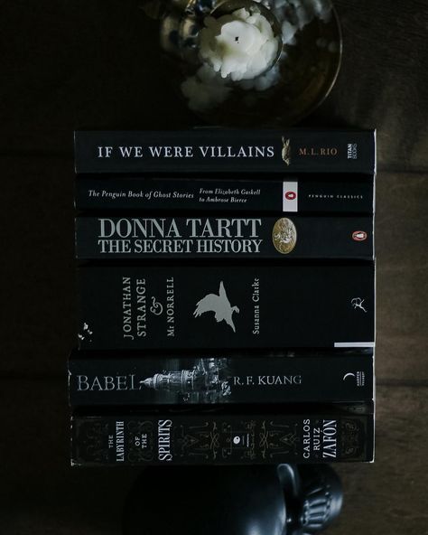 Black stack 🐈‍⬛🕷️ Thank you @bookishthingswedo for tagging me and giving me my favorite color!! I’ve read If We Were Villains, The Secret History (of course), and Babel. These all got 5/5 ⭐️ from me. If you follow my Goodreads or StoryGraph, you know I don’t give out high ratings very often. The other three books I still need to find time to read. If you want to participate, feel free but don’t feel obligated. I’m tagging some creators that I love. I tried so hard to choose fitting colors... Of We Were Villains, If We Were Villains Book, If We Were Villains, Book Bucket, Dark Books, Unread Books, Recommended Books To Read, Inspirational Books To Read, Top Books To Read