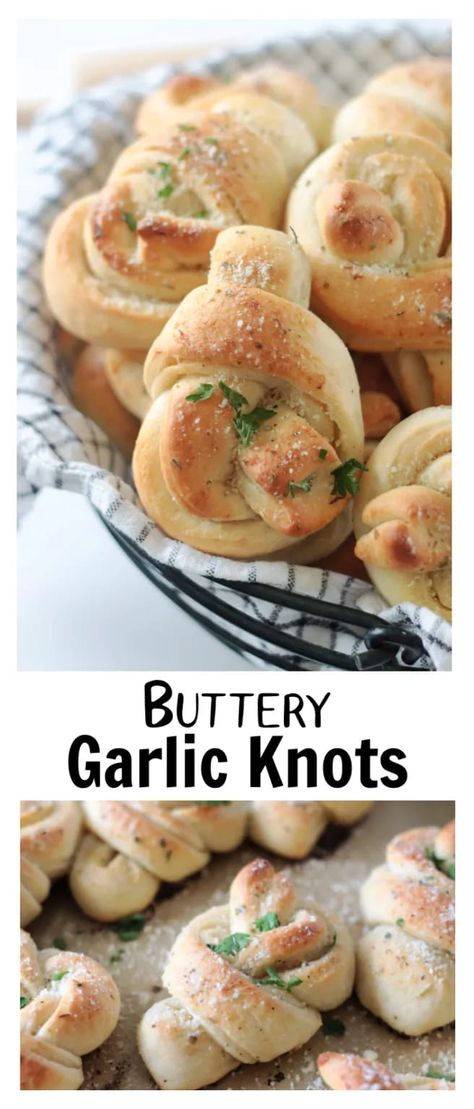 Homemade Garlic Knots, Buttery Rolls, Garlic Knots Recipe, Sausage Bread, Bread Puddings, Yummy Biscuits, Italian Chopped Salad, Scones Easy, Garlic Knots