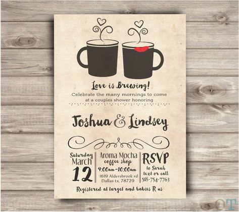 Coffee Themed Wedding, Coffee Shop Wedding, Bridal Shower Themes Rustic, Coffee Bridal Shower, Unique Bridal Shower Invites, Bridal Shower Invitation Wording, Coffee Wedding Favors, Wedding Invitation Trends, Simple Bridal Shower