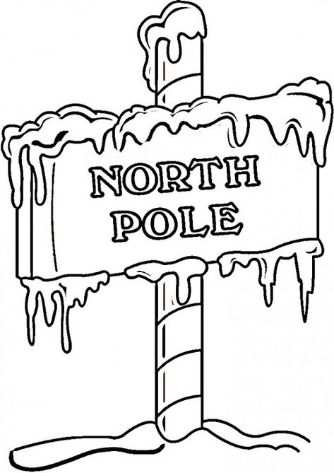 North Pole Printables, Coloring Pages North Pole Sign, Pole Sign, Inkscape Tutorials, A Coloring Page, Christmas Coloring Sheets, Printable Christmas Coloring Pages, Pole Nord, Christmas Stencils, Embroidery Christmas