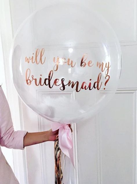 20 Bridesmaid Proposal Ideas from Etsy | Custom Clear Confetti Bridesmaid Balloon by Bloomies Pop Shop Unique Bridesmaid Proposal Ideas, Clear Balloons With Confetti, Wedding Vinyl, Proposal Inspiration, Balloons Decorations, Unique Bridesmaid, Personalized Balloons, Balloon Ideas, Big Balloons