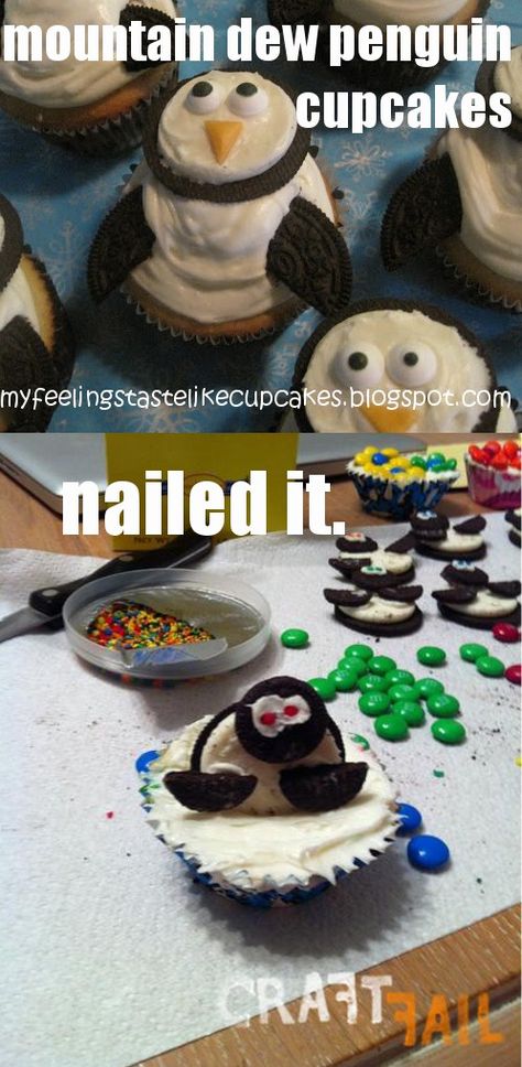 Penguins Nailed It Challenges, Penguin Cupcakes, Baking Fails, Cooking Fails, Cake Fails, Fail Nails, Diy Fails, Food Fails, Cooking Humor