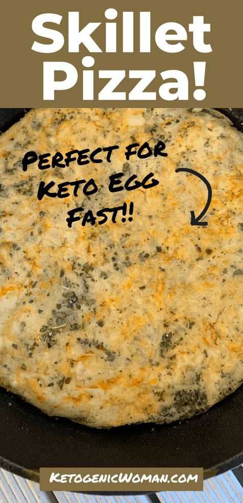 Low Carb Skillet Cheese Pizza (Keto and Egg Fast) - Ketogenic Woman Eggfast Recipes, Low Carb Skillet, Ketogenic Woman, Keto Skillet, Egg Fast Diet, Fast Pizza, Pumpkin Spice Waffles, Keto Egg Fast, Skillet Pizza