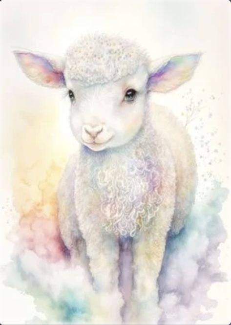 Sheep Pictures, Lapin Art, Easter Paintings, Illustration Mignonne, Sheep Art, Baby Sheep, Art Painting Tools, Cute Animal Illustration, Baby Lamb