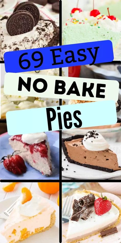 Easy Pie Dessert Recipes, No Bake Cakes And Pies, No Bake Pie Filling Recipes, No Bake Cool Whip Pie, Easiest Pies To Make, Easy Pies For Bake Sale, Easy To Make Pies, Divine No Bake Pie, Cheap Pie Recipes