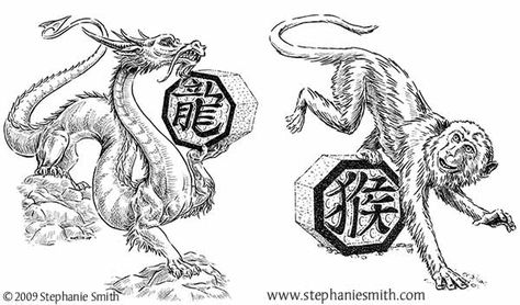 Chinese Monkey Tattoo, Chinese Zodiac Tattoo, Golden Goat, Monkey Tattoo, Monkey Tattoos, Chinese Tattoo, Zodiac Tattoo, Gold Dragon, Chinese Zodiac Signs