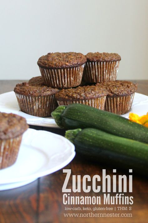 Zucchini Cinnamon Muffins | THM: S - Northern Nester Thm Scones, Thm Muffins, Thm Bread, Chocolate Zucchini Cake Recipe, Thm Meals, Thm Sweets, Zucchini Cakes Recipe, Thm Breakfast, Low Carb Muffins