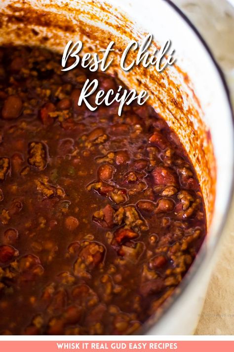 Best Chili in a pan. Winning Chili Cookoff Recipe, Award Winning Chili Recipe First Place, Dr Pepper Chili Recipe, Chili Cookoff Recipes, Rich Chili Recipe, Amazing Chili Recipe, Cocoa Chili Recipe, Chili Recipies, Brick Recipe