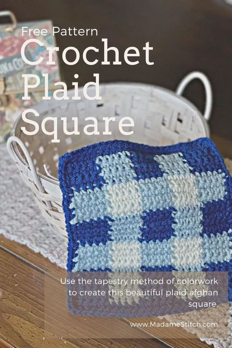 Crochet Plaid, Plaid Crochet, Tassel Blankets, Throw Blanket Pattern, Dishcloth Crochet Pattern, Stitch Sampler, Tapestry Crochet Patterns, Crochet Blocks, Crochet Design Pattern