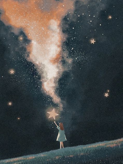 Bedroom Cartoon, Web Portfolio, Watercolor Gouache, Star Illustration, Star Painting, Watercolour Inspiration, Star Wallpaper, Sky Art, God Art