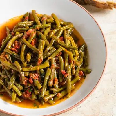 Sous Vide Mediterranean Braised Green Beans | Cook's Illustrated Best Chicken Ever, Green Bean Dishes, Sous Vide Recipes, America's Test Kitchen Recipes, Green Beans And Tomatoes, The Mediterranean Diet, Sous Vide Cooking, Glazed Carrots, Cooks Illustrated