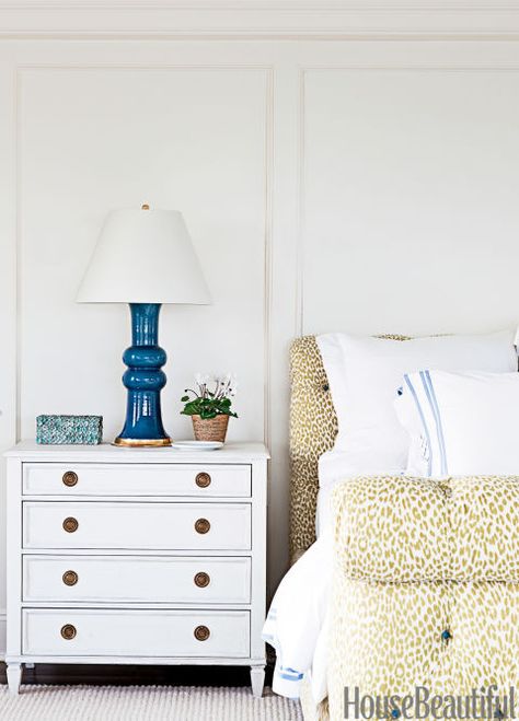 Bedside Table Tips - How to Choose a Nightstand How To Choose Nightstands, Bedside Dresser Ideas, Dresser As Bedside Table, Chest Of Drawers Next To Bed, Dressers Next To Bed, Tall Bedside Table Ideas, Mismatched Nightstands Ideas, Upcycled Headboard Ideas, Markham Roberts