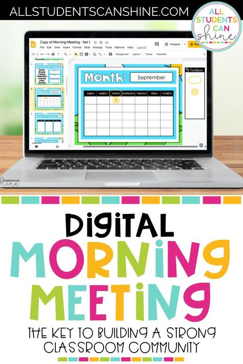 Kindergarten Morning Meeting, Classroom Objectives, Digital Morning Meeting, Digital Learning Classroom, Google Classroom Elementary, Classroom Meetings, Remote Teaching, Morning Meeting Activities, Teaching Resources Primary