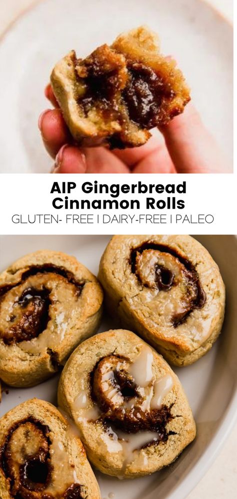 Aip Gingerbread, Gingerbread Cinnamon Rolls, Potato Dough, Sweet Potato Varieties, Aip Baking, Aip Diet Recipes, Quick Cinnamon Rolls, Unbound Wellness, Aip Breakfast