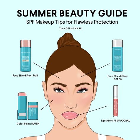 Hey beauties! ☀️ Ready to rock that summer glow while keeping your skin protected? Creating a makeup look using sunscreen has never been easier! FLEX SPF50 A lightweight mineral SPF that offers tinted color. You might have seen the viral color-changing SPF on SkinTok, and that’s the FLEX! The iron oxide pigments in the SPF change color when rubbed into the skin, making it a stunning choice to wear on its own or as a base under makeup GLOW OR BRONZE SPF50 Want that gorgeous sun-kissed look ... Beauty Enhancement, Sunscreen Makeup, Fair Face, Spf Makeup, Lip Shine, Beauty Guide, Summer Glow, Colour Tint, Summer Beauty