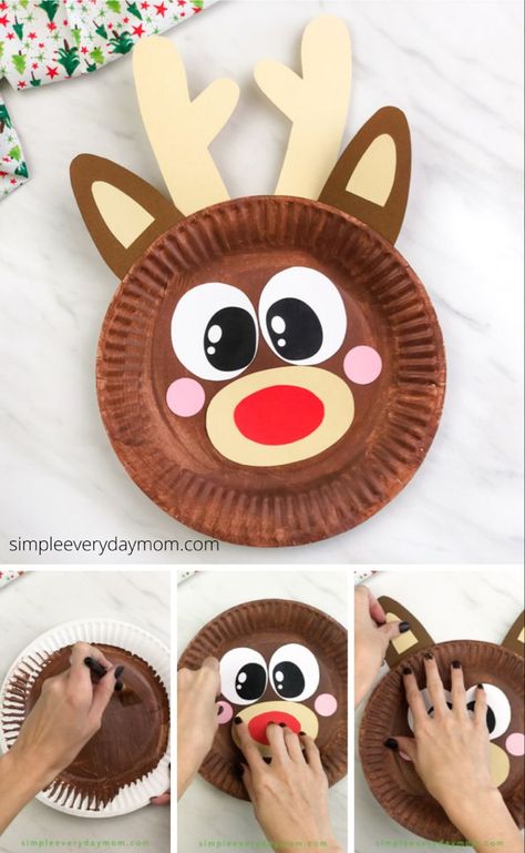 Paper Plate Reindeer, Kunst For Barn, Easy Christmas Crafts For Kids, December Crafts, Reindeer Craft, Christmas Crafts For Toddlers, Preschool Christmas Crafts, Christmas Crafts For Kids To Make, Christmas Arts And Crafts