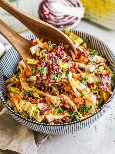 Asian Coleslaw with Honey Sesame Dressing • The Heirloom Pantry Tomato Tartlets, Asian Coleslaw Recipe, Macaroni Salads, Spicy Coleslaw, Coleslaw Recipes, Asian Coleslaw, Weekend Brunch Recipes, Work Recipes, Coleslaw Recipe Easy