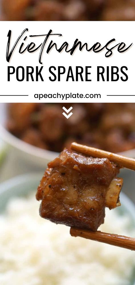 Pork Rib Recipes Asian, Asian Pork Spare Ribs, Asian Pork Ribs Recipe, Asian Style Pork Ribs, Vietnamese Ribs Recipe, Pork Soft Bone Recipe, Pork Flanken Ribs Recipe, Vietnamese Ribs, Vietnamese Home Cooking