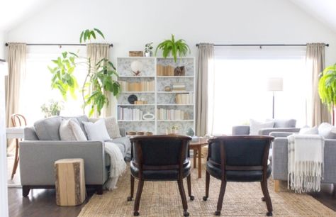 Natural Wood Trim, Perfect Grey Paint, Repose Gray Sherwin Williams, Styling Bookshelves, Minimalist Shelves, Greige Paint Colors, Apartment Chic, Keto Diet Food, Sherwin Williams Colors