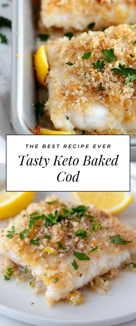 Image for Tasty Keto Baked Cod Baked Cod Recipes, Cod Fish Recipes, Cod Recipe, Cooking With White Wine, Baked Cod, Cod Recipes, Cod Fish, Best Food Ever, Dairy Free Options