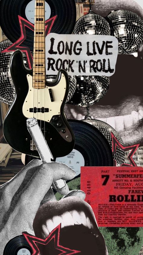 #nyc #rockstar #guitar #disco #music #aesthetic #moodboard #rockstargirlfriend Rockstar Art Aesthetic, Guitar Posters Aesthetic, Rock N Roll Wallpaper Aesthetic, Rock N Roll Collage, Rockstar Collage, Rock N Roll Aesthetic Wallpaper, Rock And Roll Aesthetic Wallpaper, Classic Rock Wallpapers, Rock And Roll Collage