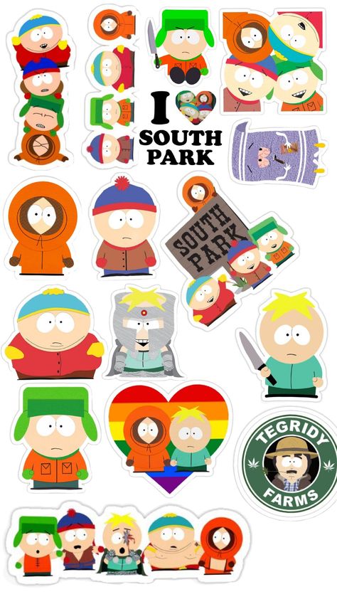 South Park Stickers Printable, South Park Characters Image, South Park Stickers, South Park Poster, Shout Park, Scrapbook Stickers Printable, School Survival, 14th Birthday, Poster Stickers